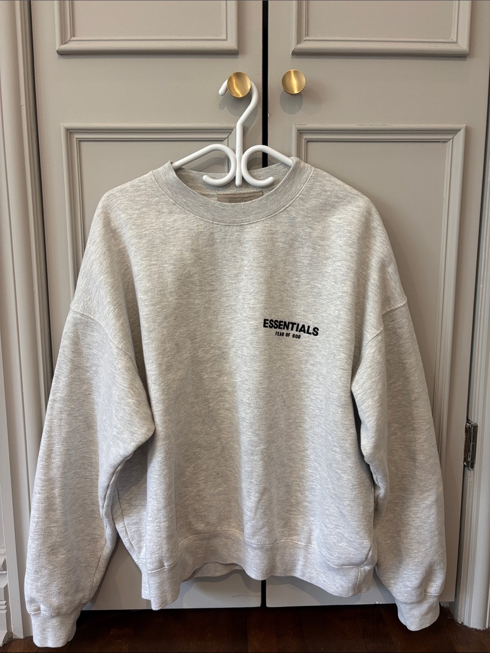 Essentials Men’s Heather Gray Crewneck Sweatshirt with Chest Logo